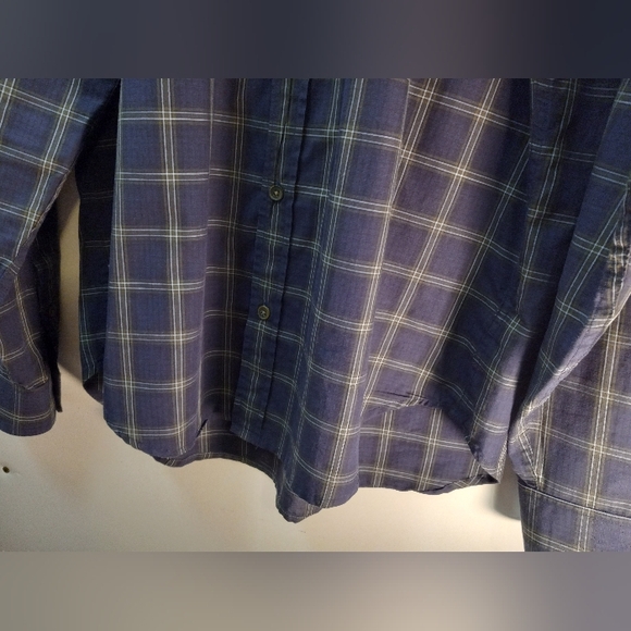 7 For All Mankind Western Plaid Blue Large Business Casual Shirt Office Cowboy - Picture 11 of 16